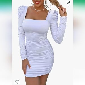 WOMENS WHITE LONG SLEEVE CLASSY DRESS SIZE SMALL